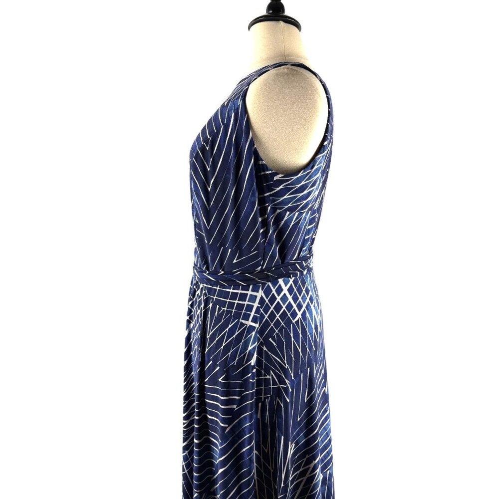 Lauren Ralph Lauren Geometric Print Sleeveless Maxi Dress with Belt Women's 14W - Picture 8 of 16